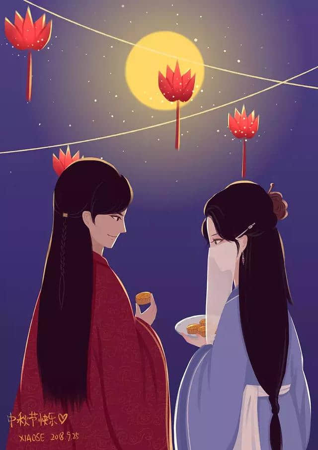 七夕古风情侣插画 | 天阶夜色凉如水，坐看牵牛织女星