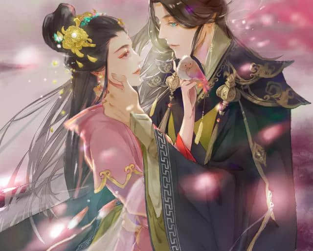 七夕古风情侣插画 | 天阶夜色凉如水，坐看牵牛织女星