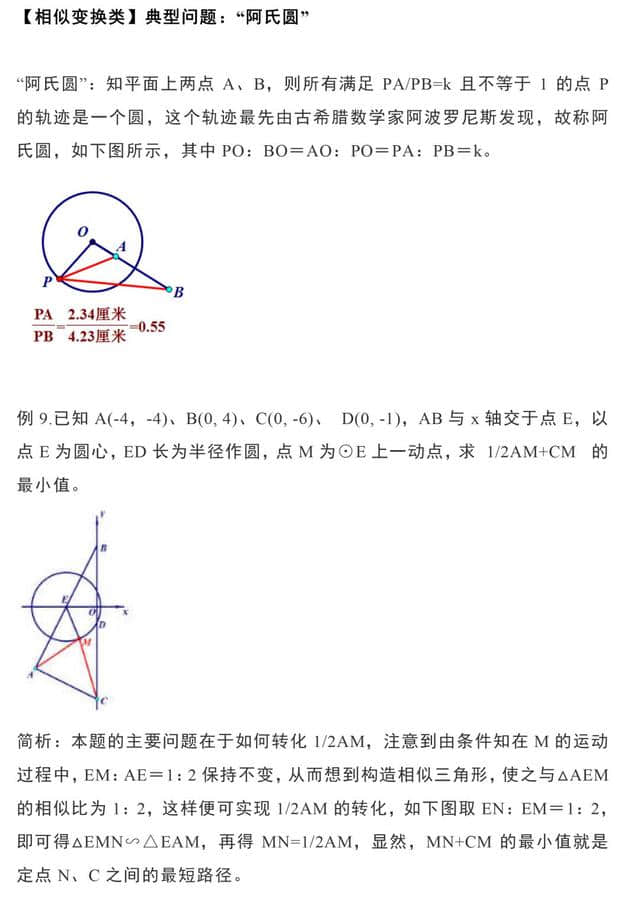 中考几何最值问题大全（将军饮马、胡不归、阿波罗尼斯圆等）