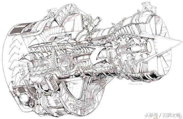 高清民航客机发动机剖面构造图，看着很容易造嘛