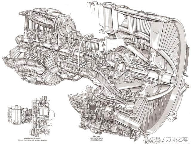 高清民航客机发动机剖面构造图，看着很容易造嘛