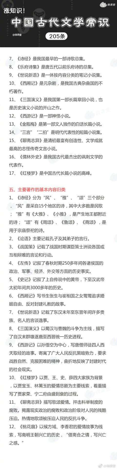 205条中国古代文学常识送给喜好文学的你