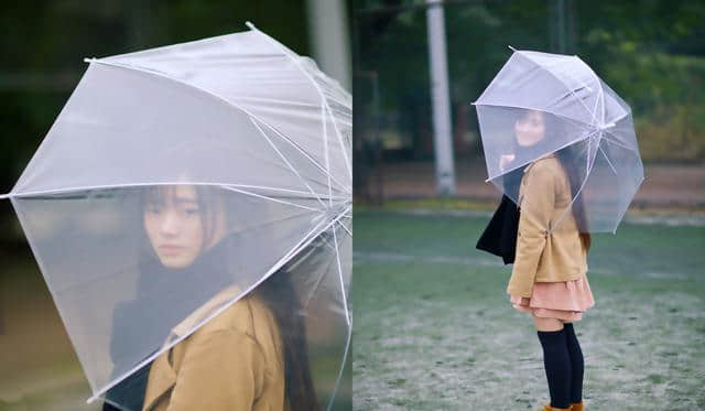 雨中唯美清纯美女