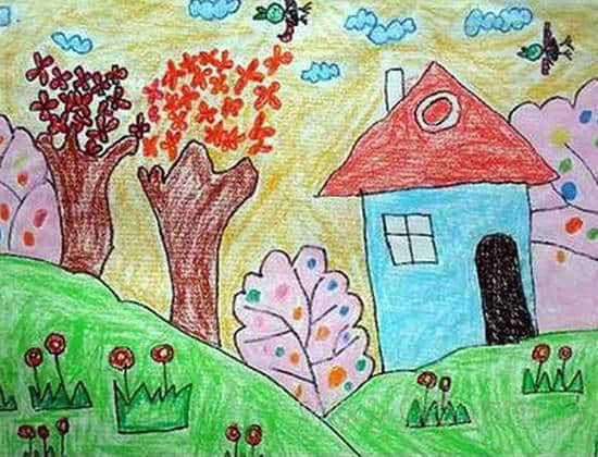 62幅关于秋天来了的儿童画，小朋友作业不用愁了